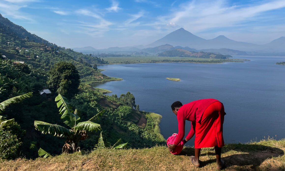 Woman in Red, Lake Mutanda, Uganda